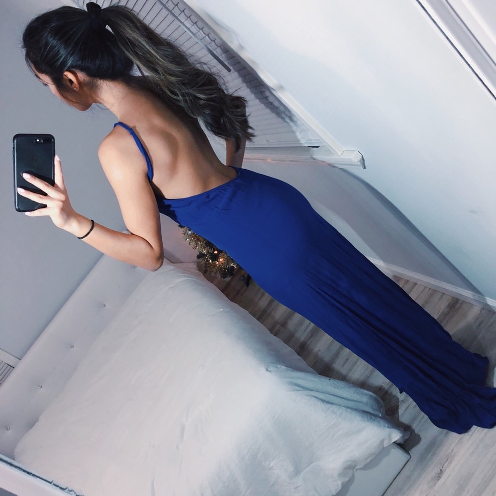 Cobalt Blue Backless Maxi Dress